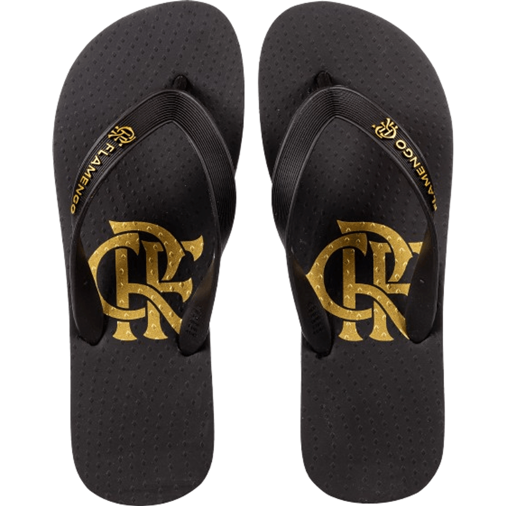 Chinelo Flamengo - Preto com Detalhes Dourados