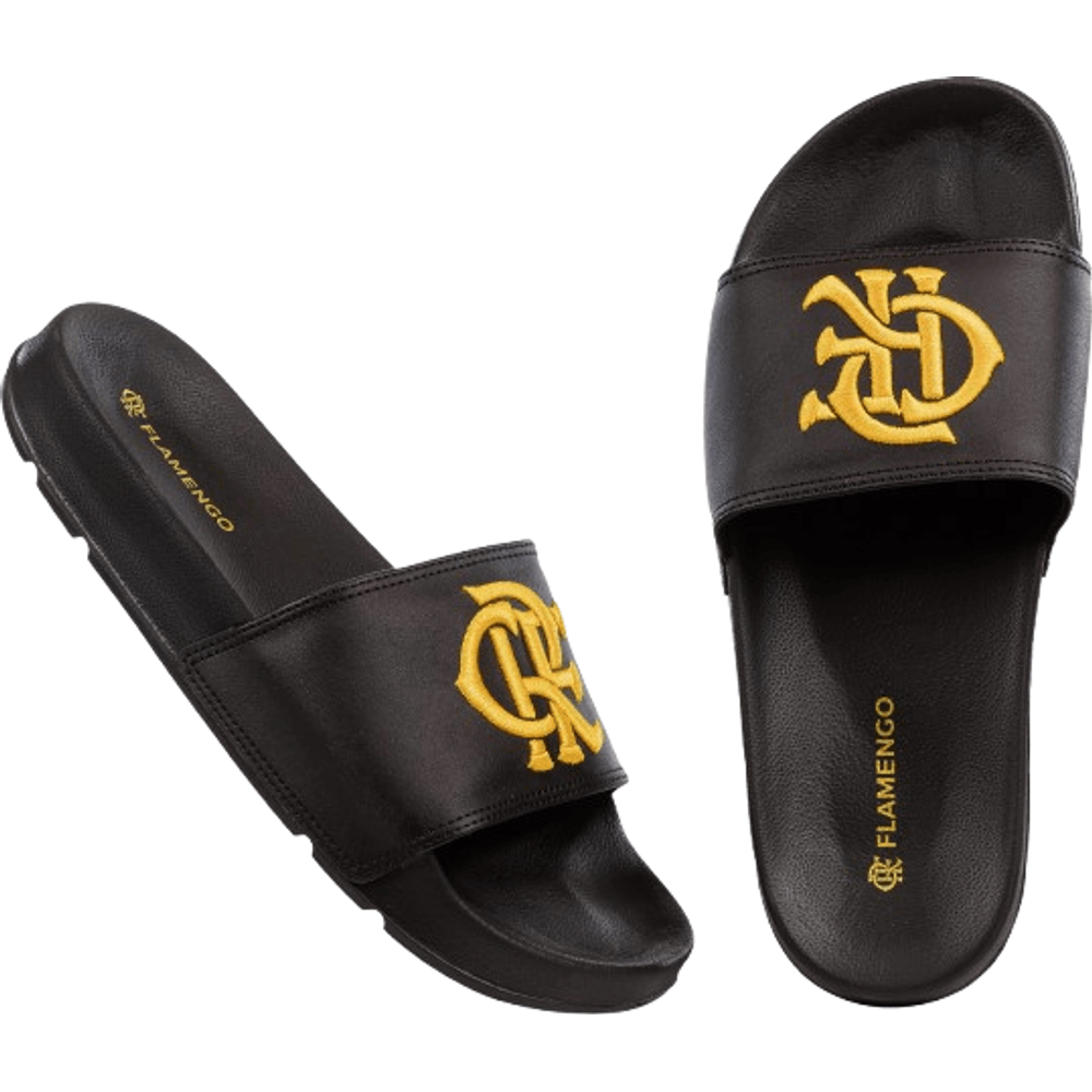Chinelo Slide Flamengo - Preto com Detalhes Dourados